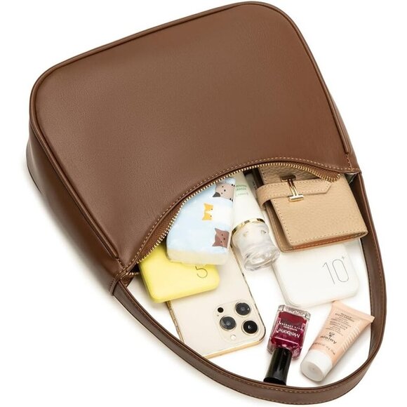 Women’s Chocolate Cute Hobo Tote Handbag Mini Clutch Purse with Zipper Closure - Picture 7 of 7